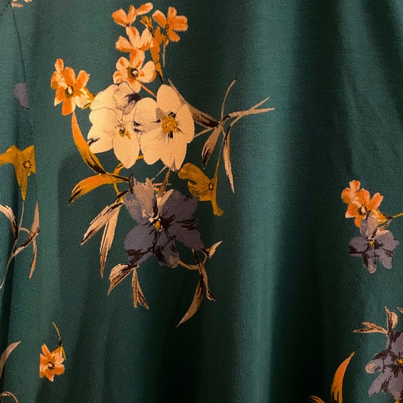 Avenue Knitted Floral Teal Tank 3-Button Sleeveless 3X - Picture 4 of 9